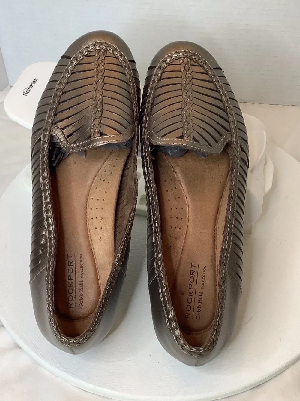 EUC RockPort‎ Bronze Cob Hill Collection sz.8.5 flats leather